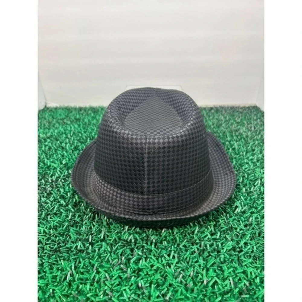 Kenny K Mens Fedora Hat Size Medium Black Tonal Checkered Classic Dress‎ Hat